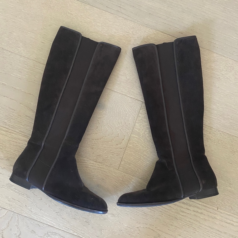 Hugo Boss Brown Suede Tall Boots, 3/4"Heel